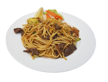 Udon-Nudeln gebr. mit Rindfleisch