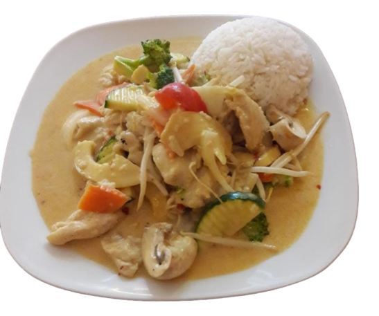 Hühnerbrustfilet mit grünem Thai-Curry (scharf)